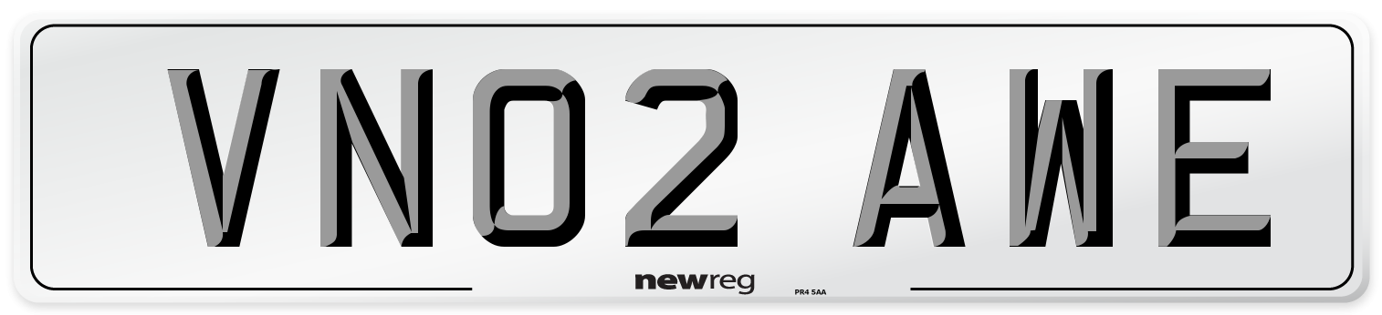 VN02 AWE Number Plate from New Reg